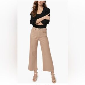 NWOT Paige Anessa Coated Wide Leg Ankle Jeans in French Latte Size 24